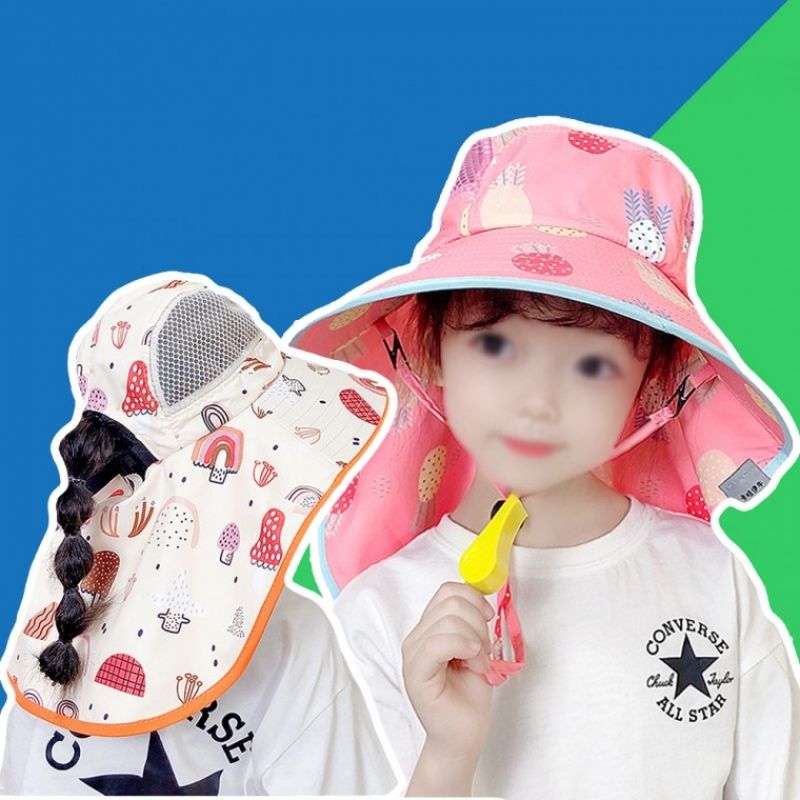 준캡 유아 아동 어린이 호루라기메쉬가림막 봄 여름 가을 자외선차단 챙모자 돌돌이 머리띠 귀 이미지