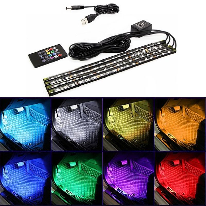 우리파파 자동차 풋등 USB 풋등 차량용 무드등 소리반응 RGB LED바 이미지