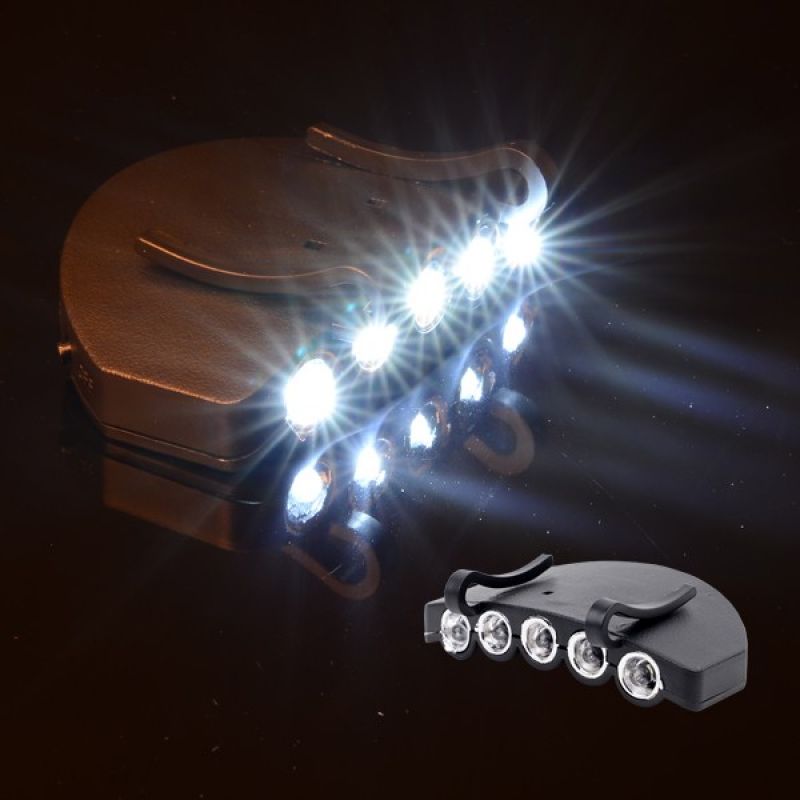 5구 LED 캡라이트 헤드램프 미니 후레쉬 모자 부착형 장착 렌턴 낚시 랜턴 등산 이미지