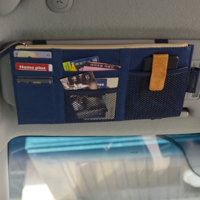 차량용 썬바이저 파우치 썬바이져 포켓 수납 정리파 카드 보관 홀더 포인트 햇빛 가리개 이미지