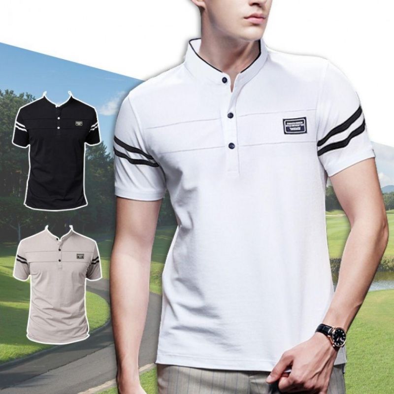 골프웨어 티셔츠 남성 유니폼 봄 여름 카라넥 반팔 이미지