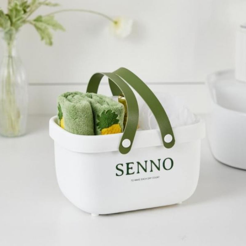 화이트목욕바구니 SENNO 물삐짐 목욕 핸드 바구니 화이트 욕실용품 이미지