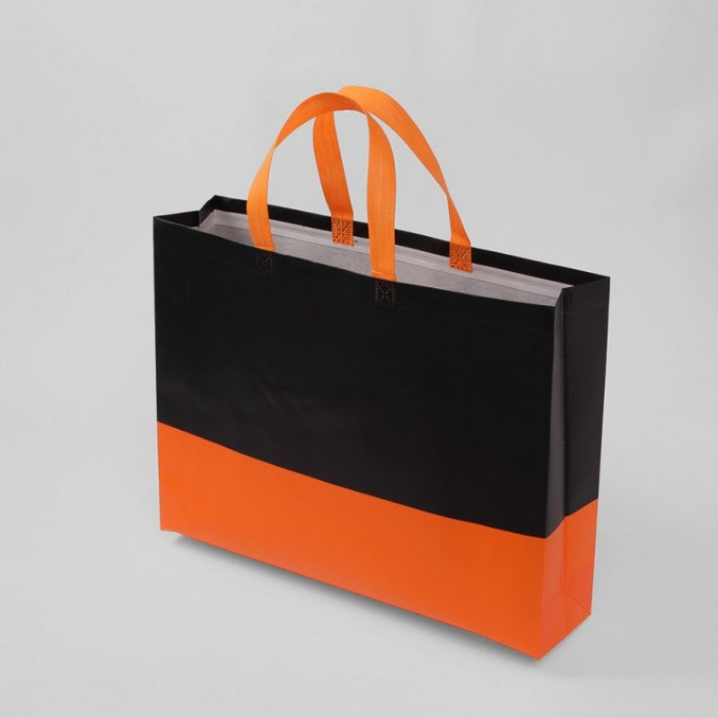 투톤 컬러 부직포 가방 4p세트(44x33cm) (블랙+오렌지) 이미지