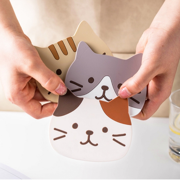 실리콘 고양이 컵받침 코스터 이미지