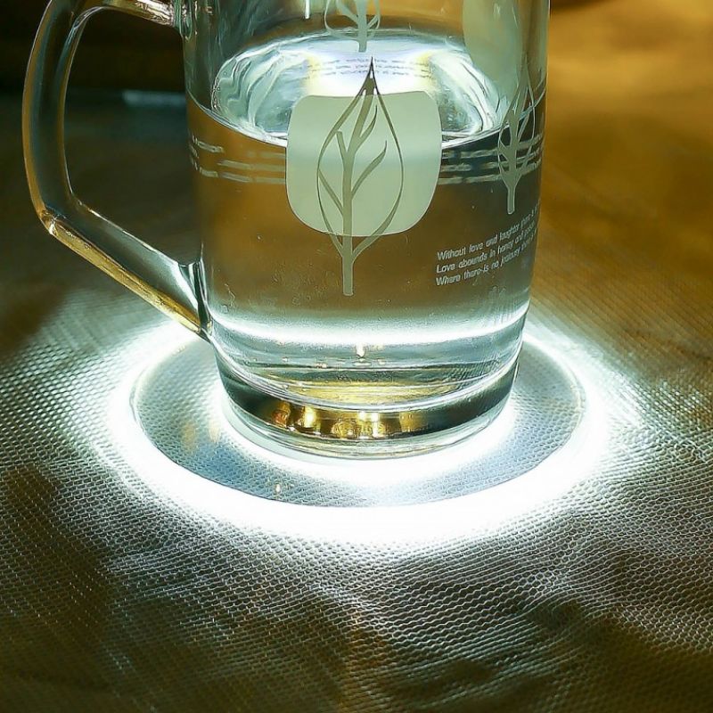 홈파티 원형 LED 컵받침(10x10cm) (퓨어화이트) 이미지