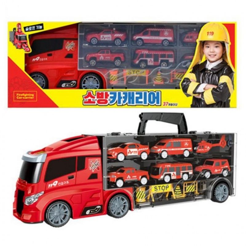 어린이 장난감 미니카 자동차 소방차 카 캐리어 트럭 이미지