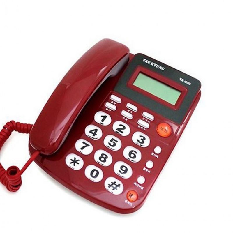 태경 유선전화기 TK-500/레드 발신자표시 전화기 일반 집 가정용 사무용 업소용 매장 사 이미지