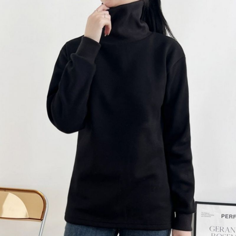 여자 여성 긴팔 티셔츠 목티 목폴라 겨울 기모 기본 베이직 데일리 캐주얼 이너 무지 이미지