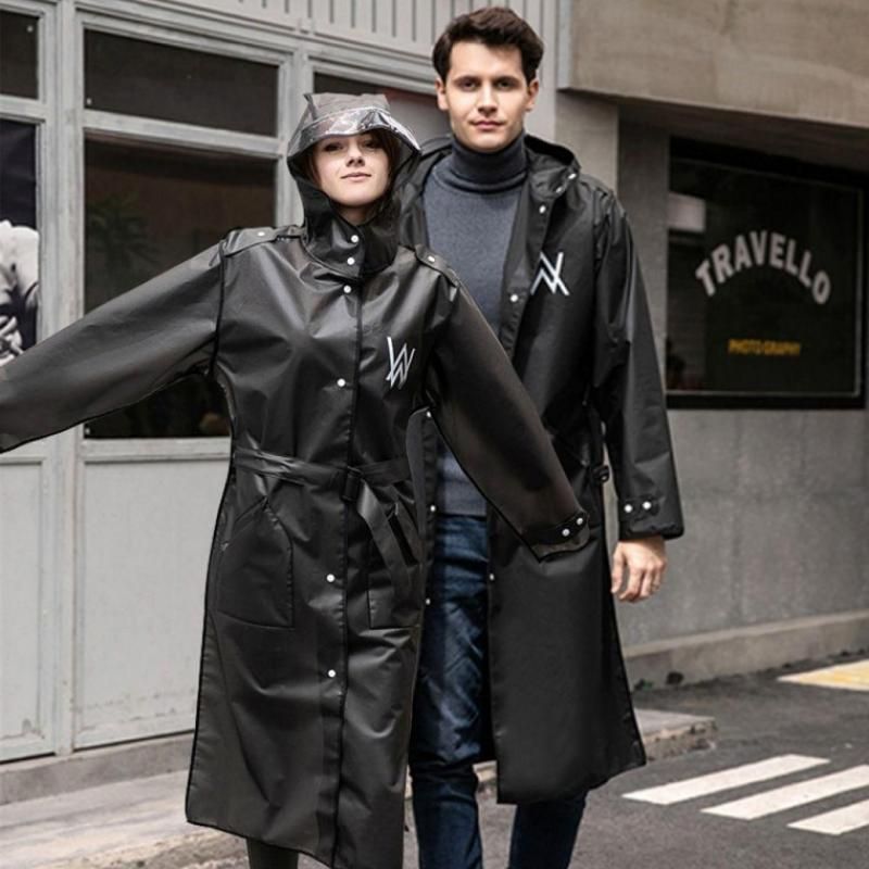 방풍코트 비옷 바람막이 블랙 방수코트 남녀공용 레인코트 우의 우비 이미지