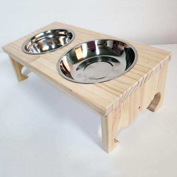 이앤위즈 원목 애견식탁(왕관) 원목식탁 강아지 고양이 2구 밥그릇 이미지