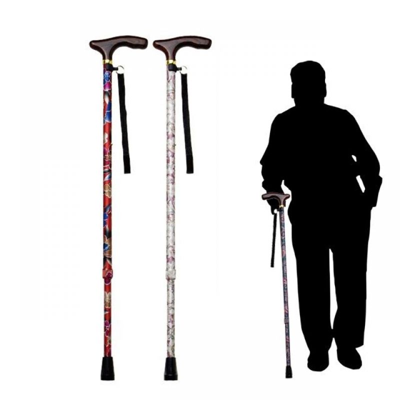 실버 할머니가 좋아하는 10단계 길이조절 꽃무늬 지팡이 이미지